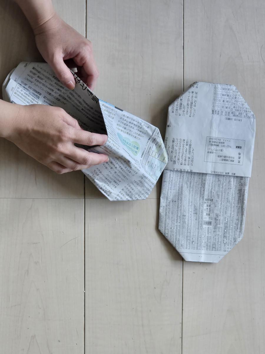 新聞紙スリッパ