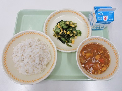 ・牛乳　・麦ご飯　・チキンカレー　・海藻サラダ